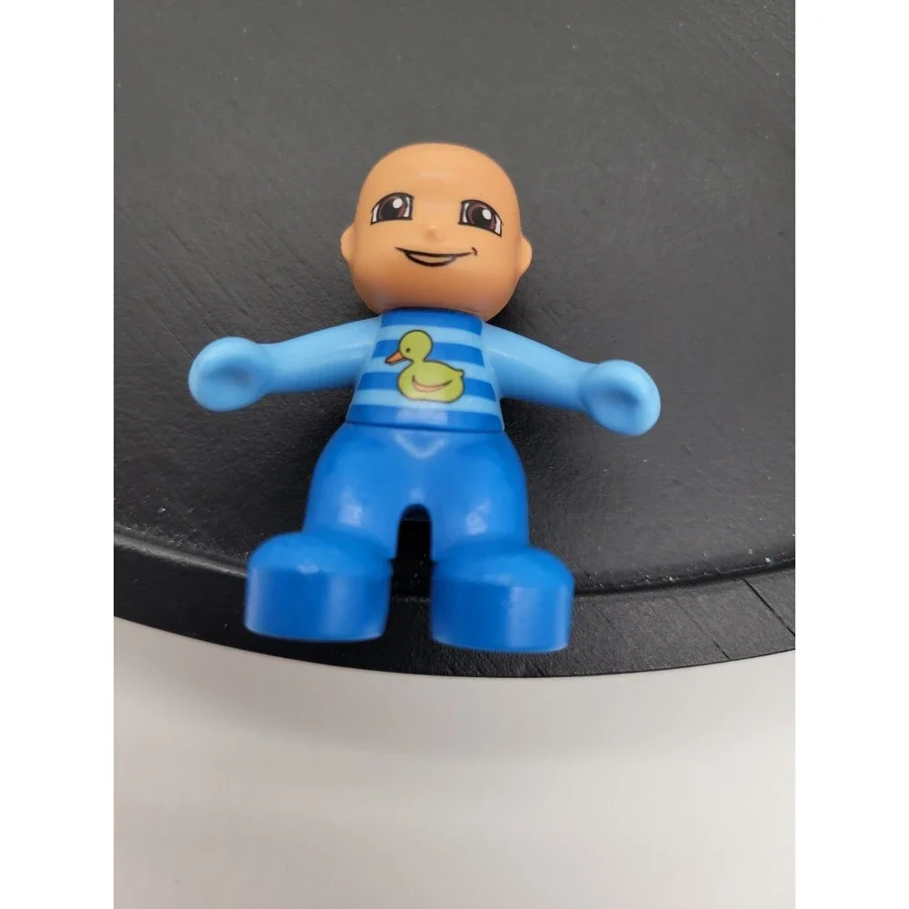 Lego Duplo Baby Infant Figure In Blue Outfit Yellow Duck Bald No Hair Very Rare